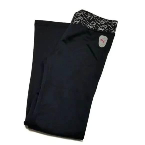 PUMA Black Activewear Pants Girls XL Logo Waistband Back Zip Pocket - Picture 6 of 6